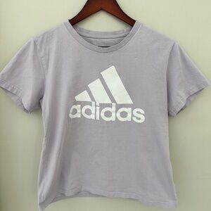 Adidas casual cropped purple logo t-shirt size Large